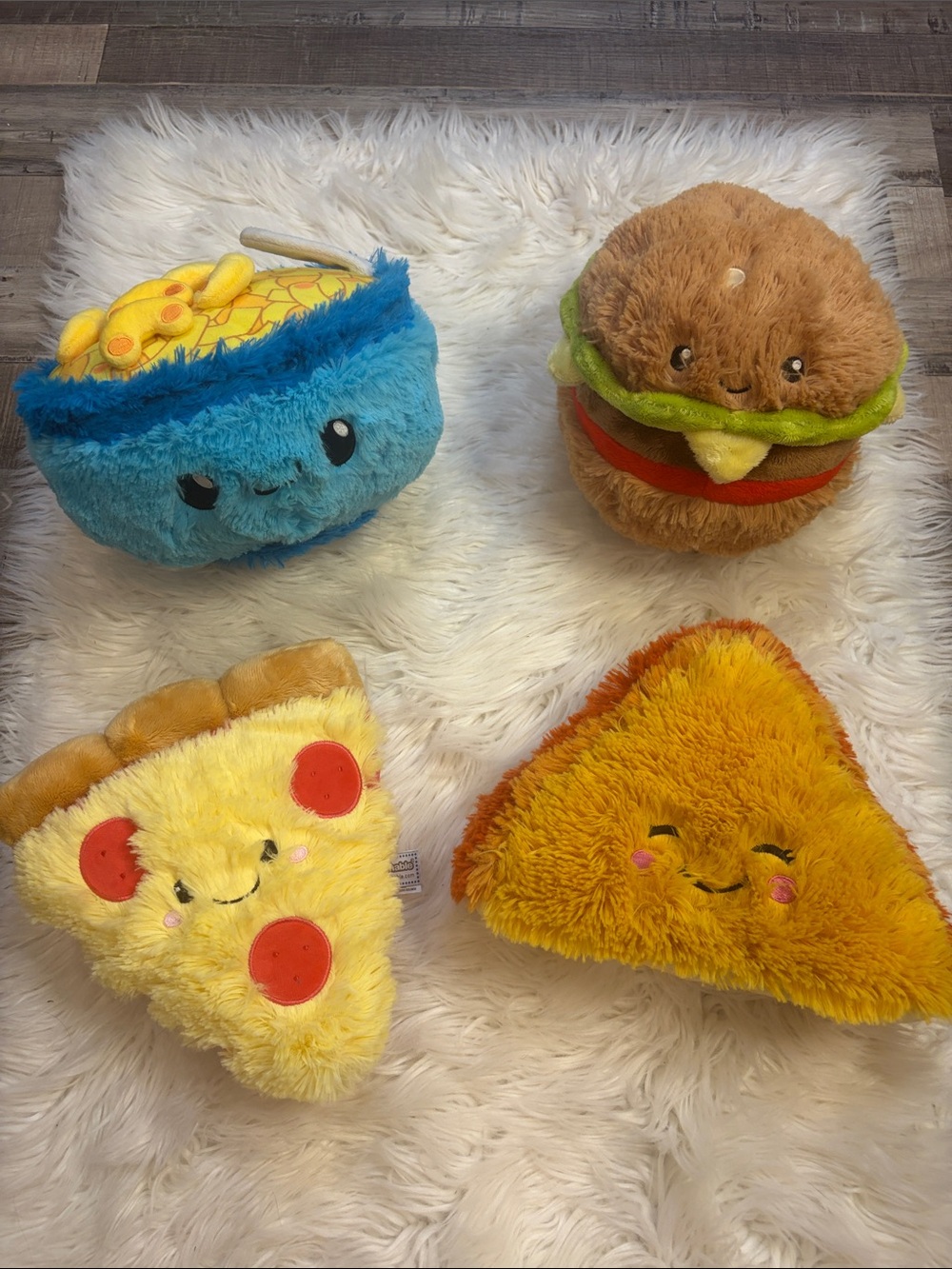 Squishable lot of 4 food plush pizza hamburger grilled cheese mac n cheese